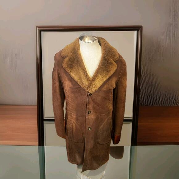 Filip Leather Mens Brown Shearling coat Size 56